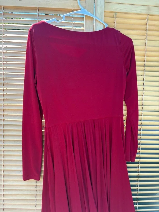 Coldwater Creek Long Sleeve Wine Red Fit & Flare Dress - Picture 5 of 6